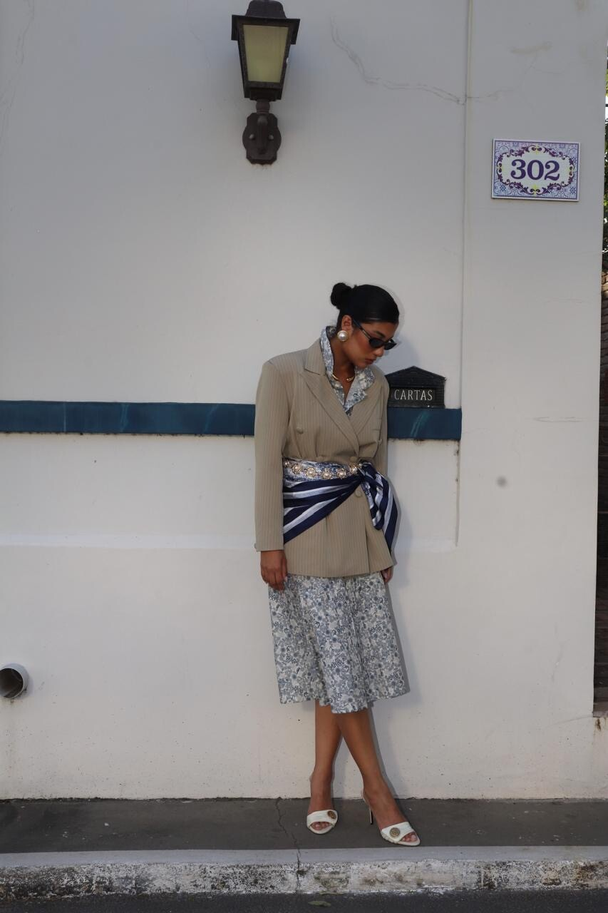 SAIA RODADA EM ALGODÃO COM A CLÁSSICA ESTAMPA TOILE DE JOUY