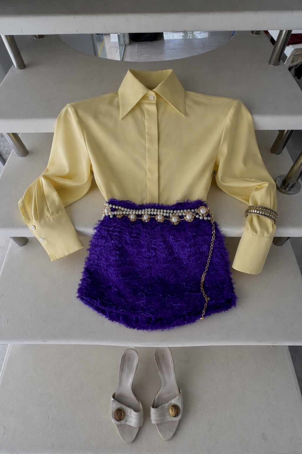 MINI SAIA PELUCIA SINTÉTICA TEXTURIZADA ROXO VIBRANTE